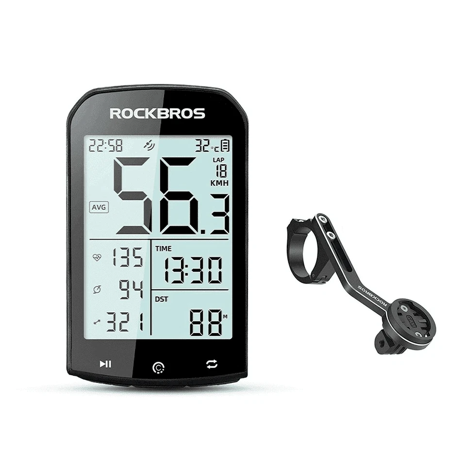 ROCKBROS Cycling Computer Speedometer With Bracket GPS ANT+ IPX6 1200mAH 36hours - Image 1 of 4