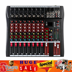 Pro 8 Channel Bluetooth Studio Audio Mixer Live Sound Mixing Console with USB - Picture 1 of 21