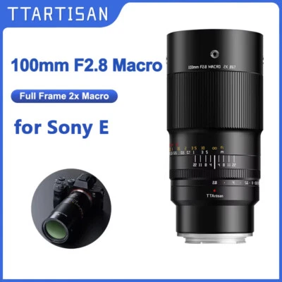 TTartisan 100mm F2.8 Macro 2X MF Full Frame Lens for Sony E A7II A9 A6300 A6500 - Image 1 of 4
