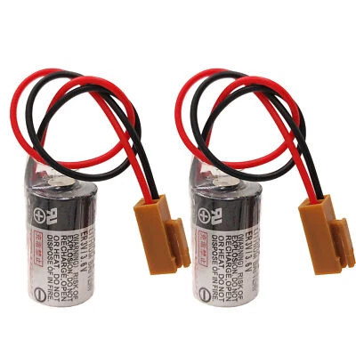 2 x ER3V 3.6V PLC Battery For Toshiba JZSP-BA01 CNC System battery w/ Brown Plug - Image 1 of 4
