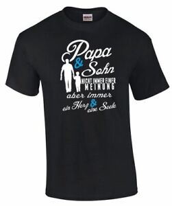 Vater und Sohn T-Shirt Vatertag Geschenk Idee Papa EIN HERZ UND EINE SEELE