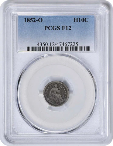1852-O Liberty Seated Silver Half Dime F12 PCGS Cover