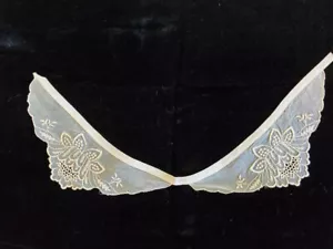 Vintage/Antik Baumwollspitze, Sticknetz Kragen Ecru - Bild 1 von 3