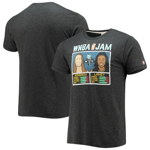 Men's Homage Ionescu & Laney Heathered Black New York Liberty Jam T-Shirt Cover