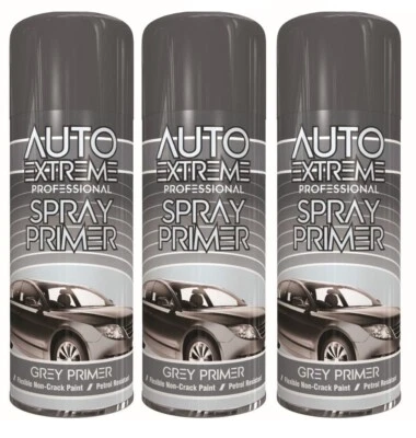 3 Auto Extreme Grey Primer Spray Paint Can 400ml Interior/Exterior Gloss Finish - Image 1 of 3