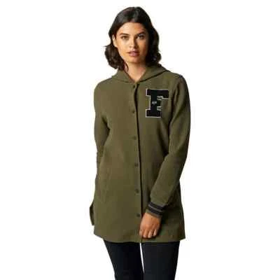 Fox Racing Women's Olive Green University Varsity Fleece Elongated Coat Size M - Изображение 1 из 4