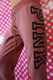 VICTORIA'S SECRET PINK SOFT BEGONIA WITH BLACK LOGO GYM PANT SWEATPANT M