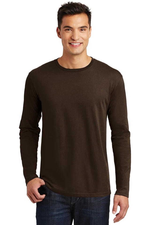 District DT105 Mens Long Sleeve Perfect Weight Stylish Crew Neck Tee - Image 1 of 1