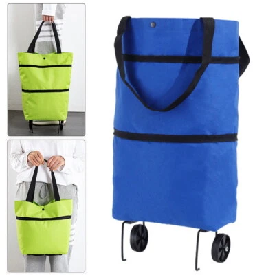 Lightweight Folding Shopping Trolley 2 Wheels Bag Cart Luggage Seller Metal Pull - Image 1 of 4