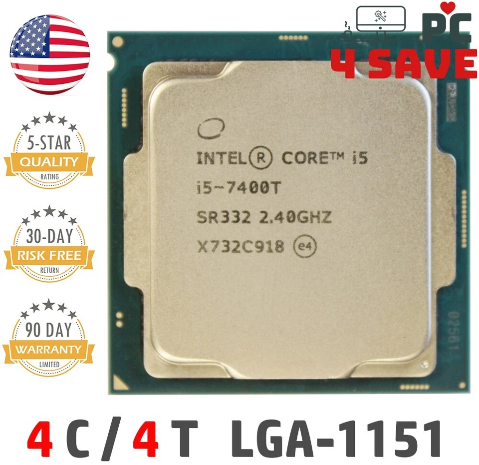 7th Gen Intel Core i5-7400T 2.40GHz 4-Core LGA1151 Desktop CPU Processor SR332 - Image 1 of 1