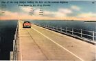 Florida Keys Overseas Highway Postcard 1940s Miami to Key West Old Car