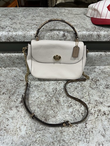 Borsa a tracolla Coach C1560 Marlie manico superiore in pelle ciottolata con dettaglio pelle di serpente