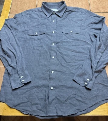 Southern Tide Men's Sz Large Classic Fit Gray Flannel Pearl Snap Shirt - Image 1 of 4