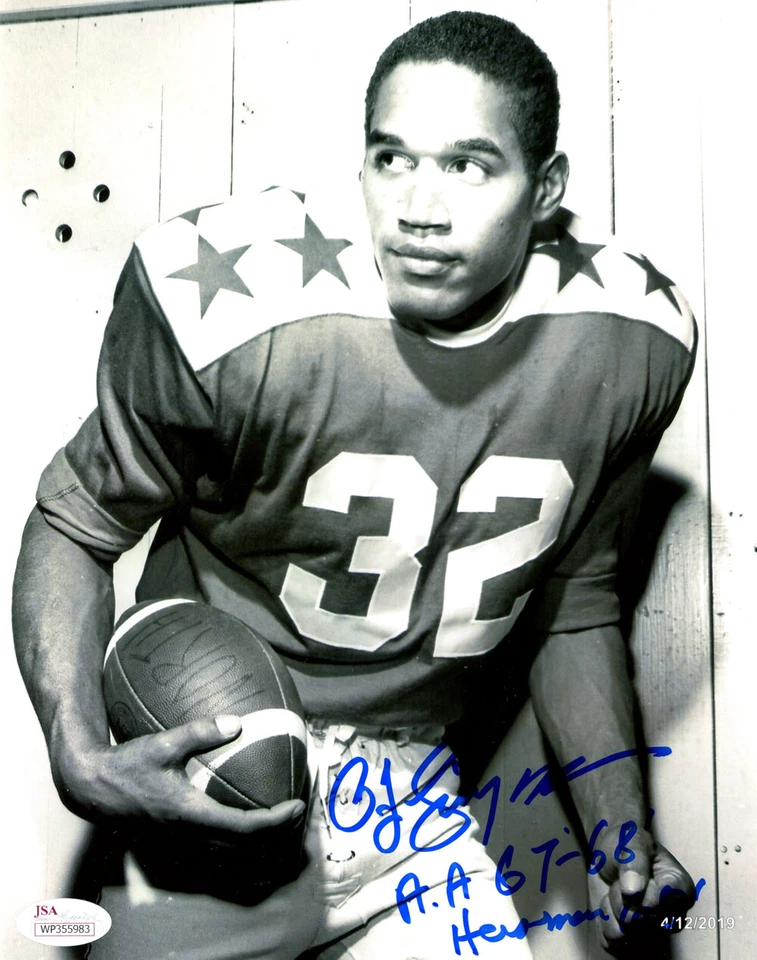 O.J. Simpson Autographed USC Trojans 8x10 Photo Heisman 68 & AA 68 JSA 42495 - Image 1 of 1