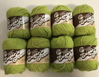 Lot of 8 Skeins Lily Sugar' n Cream Hot Green Cotton Yarn 2.5 oz 120 yds ea - Image 1 of 4