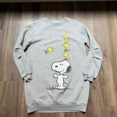 Zara Peanuts Snoopy & Woodstock Heather Gray Girls Sweatshirt Size 13/14 - Image 1 of 4