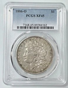 1886 O PCGS XF45 Morgan Dollar 90% Silver $1 US New Orleans Mint Key Date - Picture 1 of 6