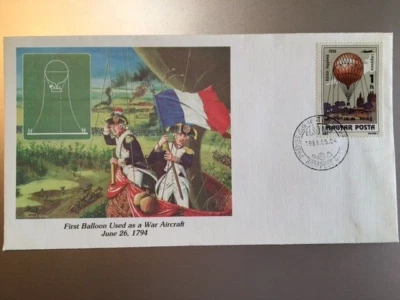 FDC 1983 PRIMER GLOBO COMO AVIÓN DE GUERRA BUDAPEST HUNGRÍA SELLO PRESTIGIO IMPECABLE Foto 1 de 4