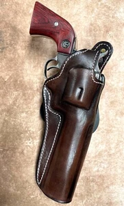 For 5.5" SA REVOLVER 22/38/357, Brown Leather Thumb Break Roto PADDLE Holster - Picture 1 of 6