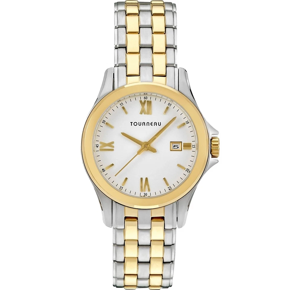 Tourneau TLRB-W064 Gold & Silver Tone White Dial Date Women's Watch ~ GREAT GIFT - Image 1 of 1