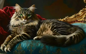 Tiere Katze viktorianische Katze Anmut Leinwandbild Wohndeko Wandbild Druck Gemälde - Bild 1 von 6