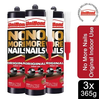 UniBond No More Nails Original Heavy Duty Adhesive for All Surfaces 365g, 3 Pack