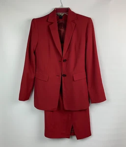 Georgiou Studio 2pc Set Red Jacket Collared Buttons/Dress Scoop Neck Zip Size 2 - Picture 1 of 12