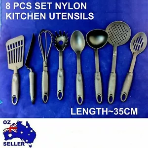 8 PCS non stick black cooking KITCHEN UTENSILS BAKING TOOL NYLON SET - Picture 1 of 12