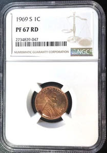 1969 S 1C PROOF LINCOLN MEMORIAL CENT NGC PF 67 RED - Picture 1 of 4