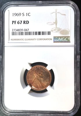 1969 S 1C PROOF LINCOLN MEMORIAL CENT NGC PF 67 RED - Image 1 of 4