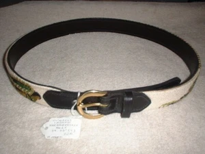 Ladies Leather & Needlepoint Reptile Handmade Belt Size Small 29" to 33" MZC - Picture 1 of 4