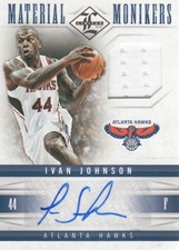 2012-13 Limited Basketball Material Monikers #29 Ivan Johnson Auto 72/99