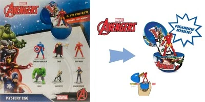 Marvel Avengers Ovetto Personaggi Sorpresa Capitan America Thor IronMan Hulk 1pz - Immagine 1 di 4