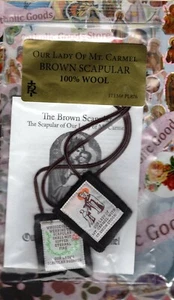 Our Lady of Mt Carmel Brown 100% Wool Scapular -  NEW PL876 - Picture 1 of 1