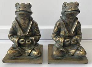 SPI San Pacific Int'l Yoga Frog Statue Frog Meditating Book Ends Mixed Media - Picture 1 of 14