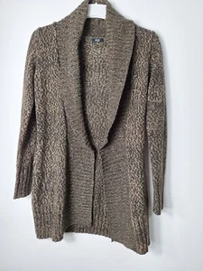 Knitwear by F&F Cardigan Sweater Brown Knit Open Front Long Sleeve Size 10 Uk - Picture 1 of 14