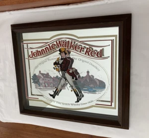 Johnnie Walker Red Mirror Bar Sign ~ Vintage - Picture 1 of 9