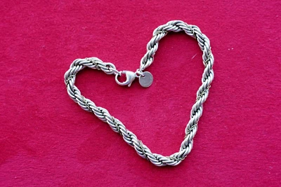 Tiffany & Co 925 Silver 18K Yellow Gold Rope Bracelet 7.3" JEWELRY GIFT Vintage - Image 1 of 4