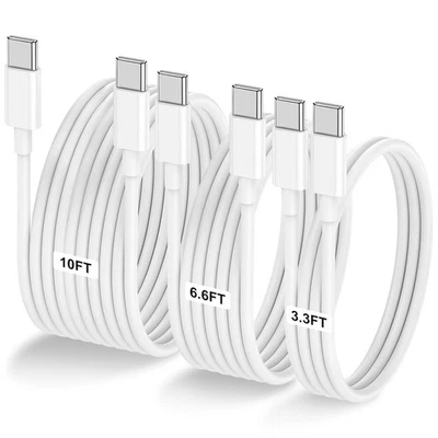 3-Pack USB C to USB C Fast Charging Cable 3.3FT 6.6FT 10FT 60W - Image 1 of 4