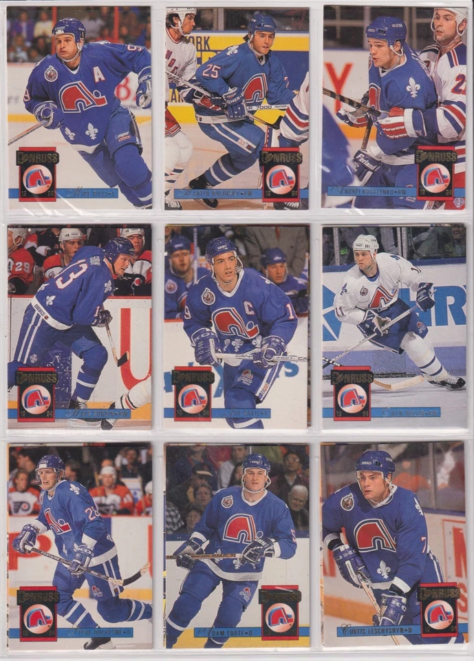 Quebec Nordiques 15 Card Lot 1993-94 Donruss NHL Joe Sakic Sundin Fiset Kamensky - Image 1 of 2