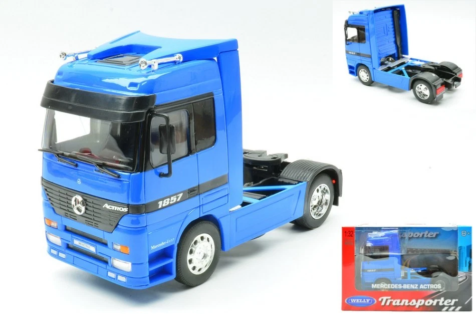 MODELLINO CAMION STATICO WELLY MERCEDES ACTROS 4X2 BLU MODELLISMO SCALA 1:32 - Immagine 1 di 1