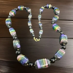 Grobe Indigo Violett Schwarz Abgestufte Perlen 28" Halskette - Bild 1 von 3