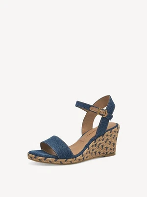 Sandale élégante talon compensée 7.5cm bleu jeans en textile confort 38 TAMARIS - Photo 1/4