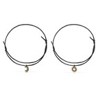 Set 2 Cavigliere Donna Pelle Nera Ciondoli Dorati Regolabili 21 cm Nero Oro