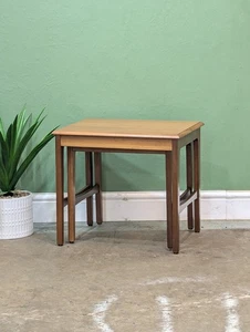 Vintage Nest Of Tables By Remploy Teak Wood Wine Coffee Side Lamp Nest Of Two - Picture 1 of 11