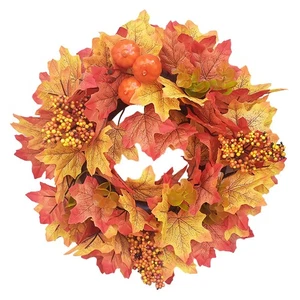 Halloween Ahornblatt Girlande Tür Kürbis Anhänger Beere Herbst Kürbis Girlande - Bild 1 von 9