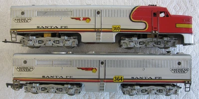 AMERICAN FLYER S 360 & 364 SANTA FE A-B 1951 2-MOTORS-RUNS-VERY NICE! $17 SHIP! - Image 1 of 4