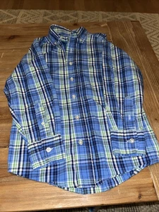 J. Khaki JK Boys Blue & Green Check Long Sleeve Button-Up Shirt Size Small - Picture 1 of 6