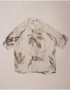 PULL & BEAR Mens Short Sleeve Shirt Medium Off White Viscose Hawaiian CG16 - Picture 1 of 3