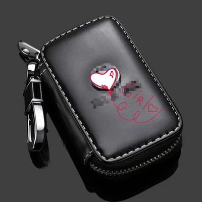 Cowhide Leather Car Key Case Bag Keychain Remote Key Fob Cover for Buick - Image 1 of 4